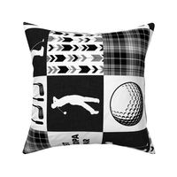 Golf//Best Grandpa By Par// Black&Grey - Wholecloth Cheater Quilt - Rotated