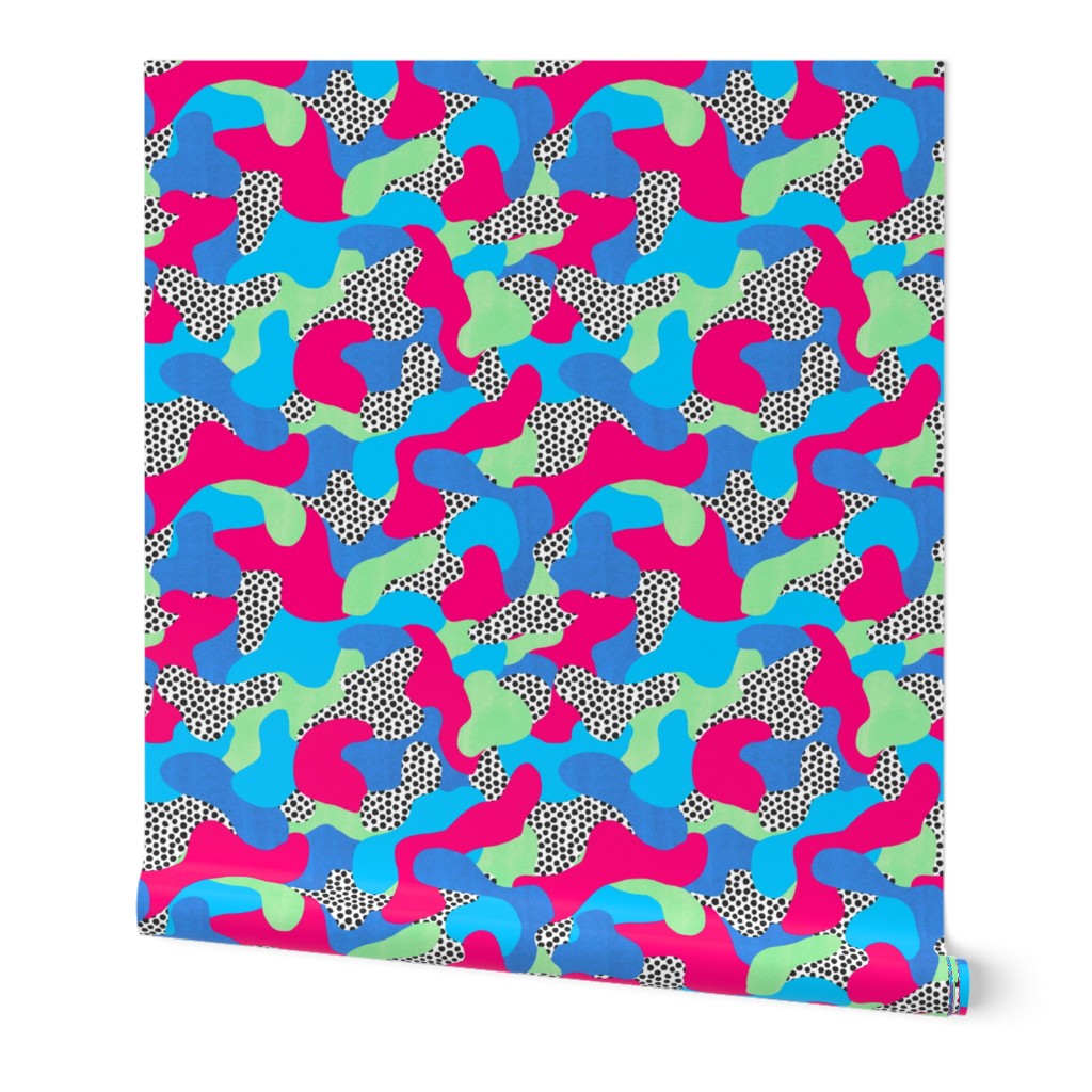  Art Camo with spots in blue, green and pink