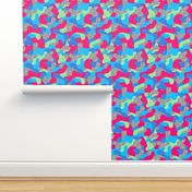  Art Camo with spots in blue, green and pink