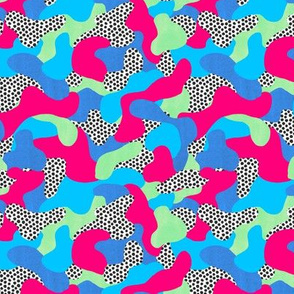  Art Camo with spots in blue, green and pink