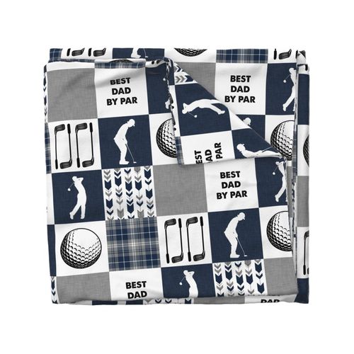 Golf//Best Dad By Par// Navy&Grey - Wholecloth Cheater Quilt