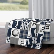 Golf//Best Dad By Par// Navy&Grey - Wholecloth Cheater Quilt