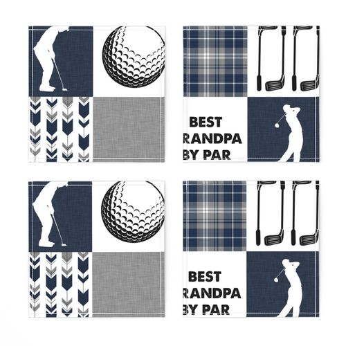 Golf//Best Grandpa By Par//Navy&Grey - Wholecloth Cheater Quilt