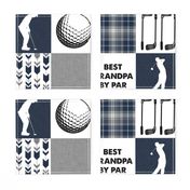 Golf//Best Grandpa By Par//Navy&Grey - Wholecloth Cheater Quilt