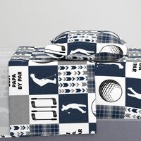 Golf//Best Papa By Par// Navy&Grey - Wholecloth Cheater Quilt