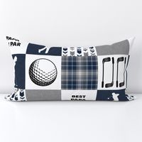 Golf//Best Papa By Par// Navy&Grey - Wholecloth Cheater Quilt