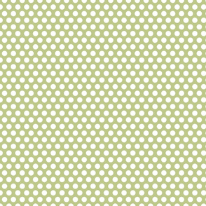 polka dots white on green