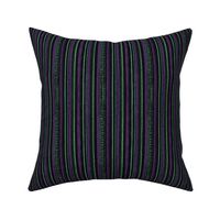 Crayon Stripe - green, purple on black