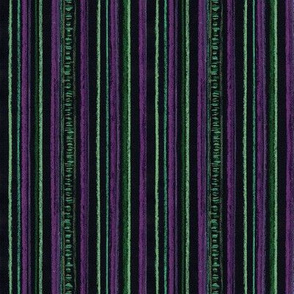 Crayon Stripe - green, purple on black