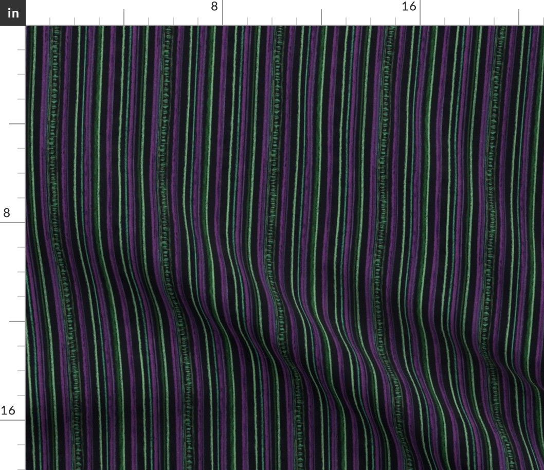 Crayon Stripe - green, purple on black