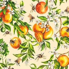 Oranges on Beige - Big Scale