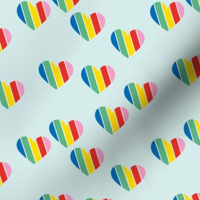 Pride Rainbow love hearts confetti pride  lgbtq queer design gay on mint blue