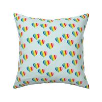 Pride Rainbow love hearts confetti pride  lgbtq queer design gay on mint blue