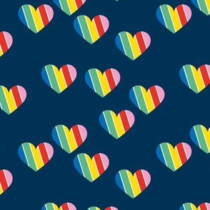 Pride Rainbow love hearts confetti pride  lgbtq queer design gay on navy blue