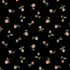 Floating Vintage Rosebuds #1 - black, large 