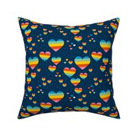 Rainbow love planets hearts confetti pride gay universe on navy blue