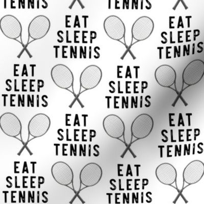 EAT SLEEP TENNIS - cross rackets - tennis - black on white - LAD20