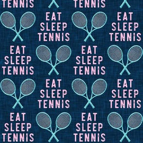 EAT SLEEP TENNIS - cross rackets - tennis - pink on dark blue - LAD20