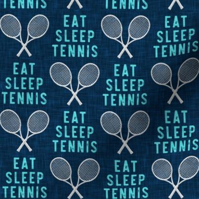 EAT SLEEP TENNIS - cross rackets - tennis - teal on dark blue - LAD20