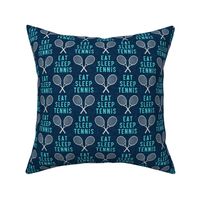 EAT SLEEP TENNIS - cross rackets - tennis - teal on dark blue - LAD20