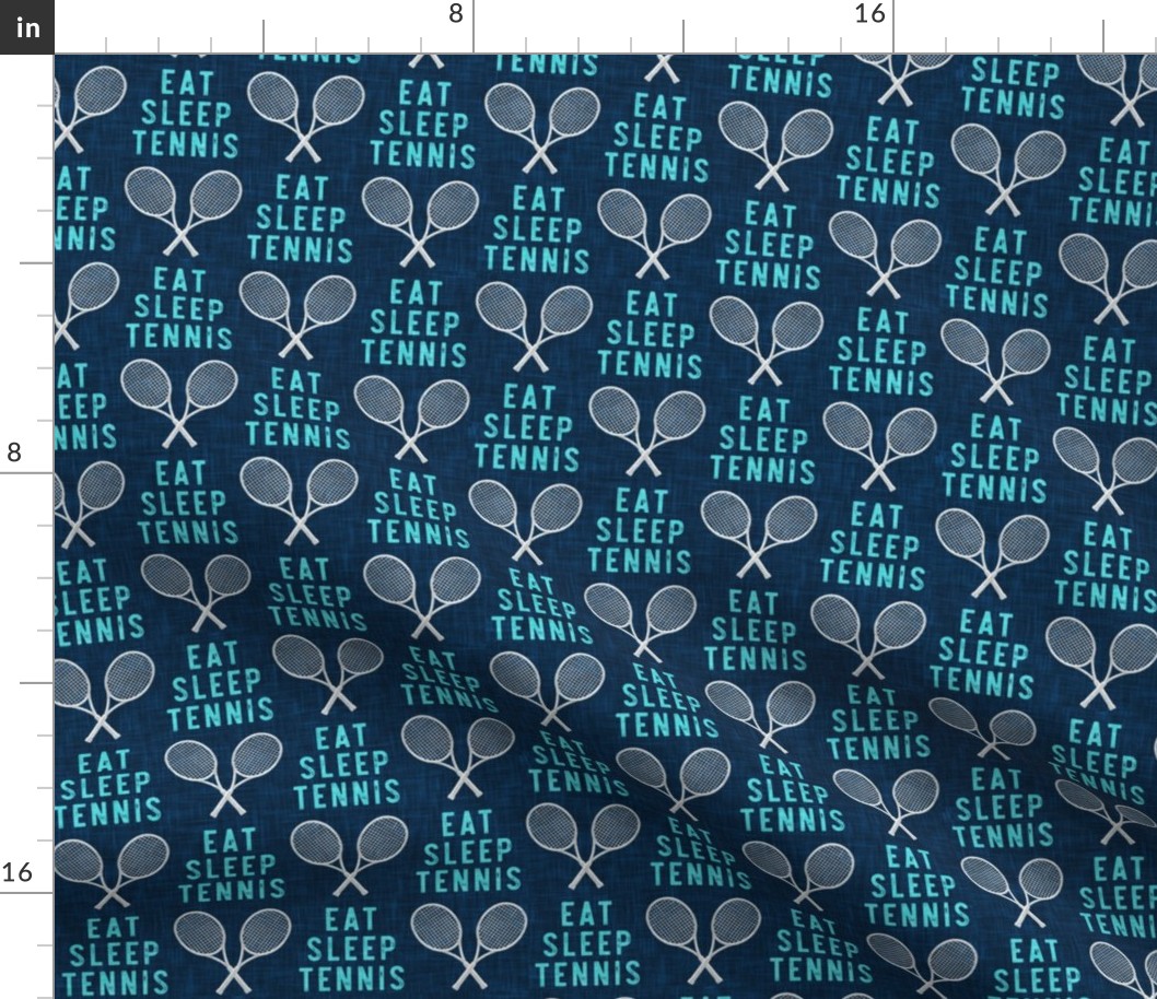 EAT SLEEP TENNIS - cross rackets - tennis - teal on dark blue - LAD20