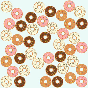 Cute Donuts on Blue Background