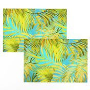 Palms On Watercolor Teal