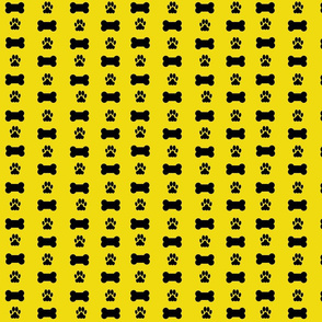 Dog Paws and Bones on Blazing Yellow