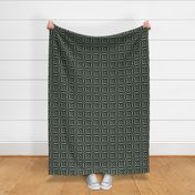 JP17  - Medium - Mod Geometric Quatrefoil Checks in Nearly Black Forest Green and Pastel Sage