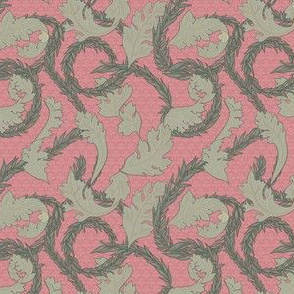Acanthus  Leaf Pattern pink background
