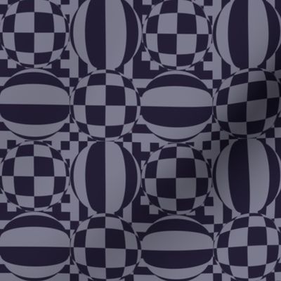 JP16 - Mod Geometric Quatarefoil Checks in Two Tone Rustic Violet