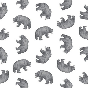  Antique Bears in Charcoal Gray with White Background