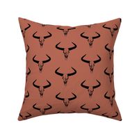 Western Bull Horns V2 in Black on Santa Fe Brown Background