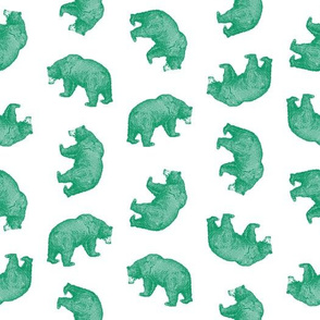  Antique Bears in Green with White Background