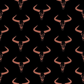 Western Bull Horns V2 in Santa Fe Brown with Black Background