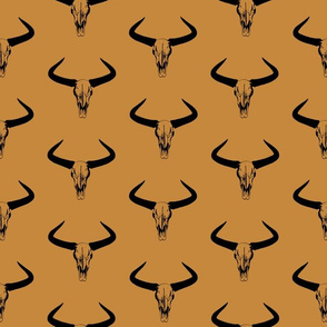 Western Bull Horns V2 in Black with Gold Background