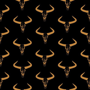 Western Bull Horns V2 in Gold with Black Background