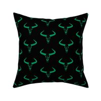 Western Bull Horns V2 in Green with Black Background