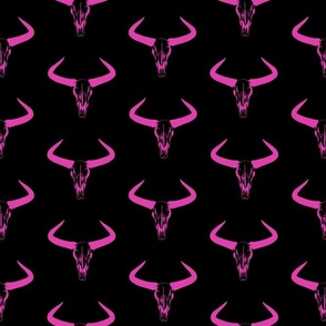 Western Bull Horns V2 in Hot Pink with Black Background