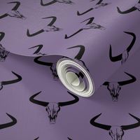 Western Bull Horns V2 in Black with Mauve Purple Background