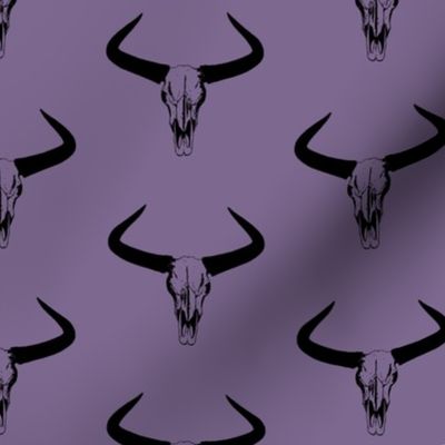 Western Bull Horns V2 in Black with Mauve Purple Background