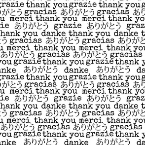 Thank You Merci Grazie Danke Gracias Arigatō Black White [large]