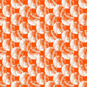 Vintage Baseballs in White with Hot Orange Background