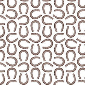 Classic Antique Horseshoes Horse Shoe Design in Coffee Brown with White Background