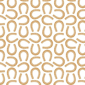 Classic Antique Horseshoes Horse Shoe Design in Gold with White Background