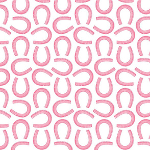 Classic Antique Horseshoes Horse Shoe Design in Coral Pink with White Background