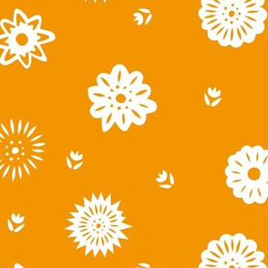 Taco Floral - White on Orange