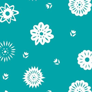 Taco Floral - White on Teal