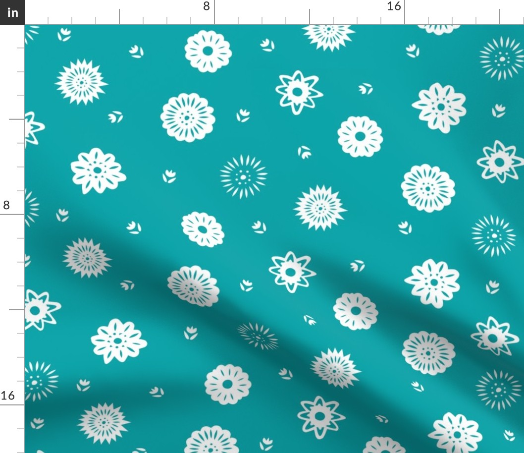 Taco Floral - White on Teal