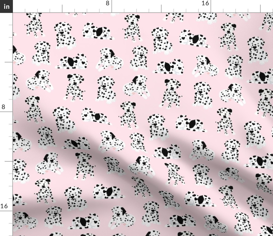 Dalmatian dog on pink Cute dog fabric Dog breed Black and white Pink fabric